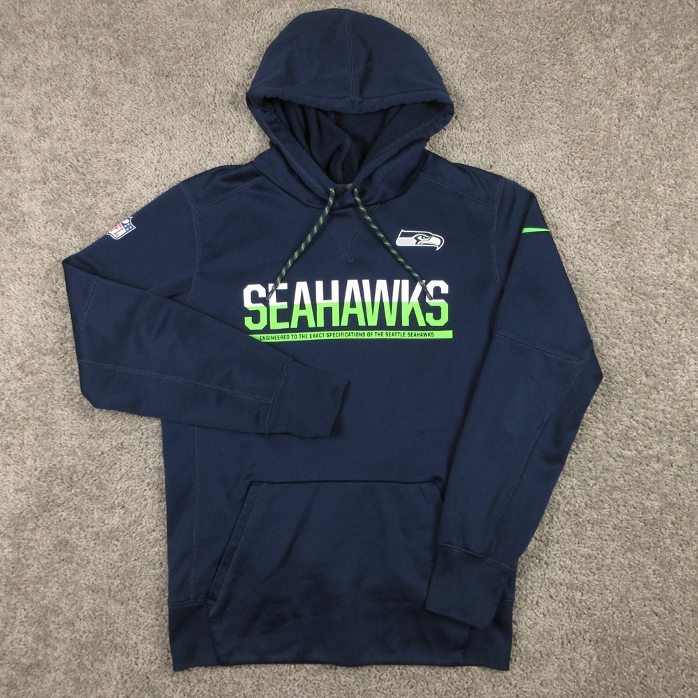 Seattle Seahawks Sweater Mens Small Blue Hoodie Sweatshirt Nike On Field NFL